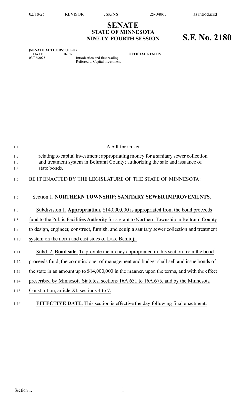 Minnesota approves $14M bond for Beltrami County sewer improvements
