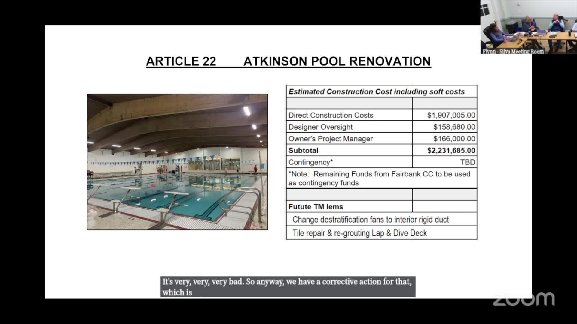 Town officials address vital pool repairs and HVAC upgrades before November deadline