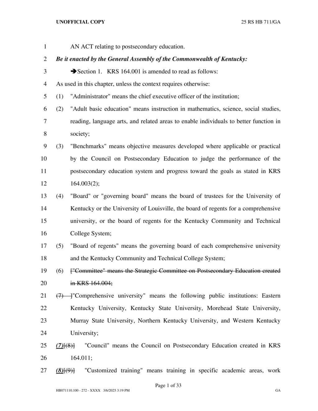 Kentucky Council on Postsecondary Education to unify state education system