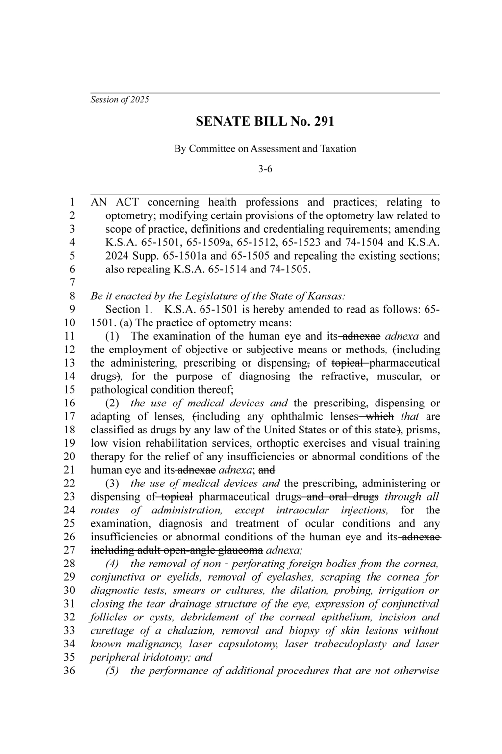 Kansas Board amends optometry law for improved licensing and enforcement procedures