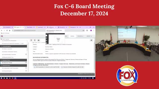 Fox C6 School District proposes partnership with Discovery Schools for special education services