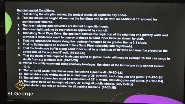 Council discusses conditions for development project meeting community concerns