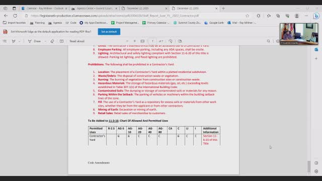 Commissioners debate setbacks and zoning for contractor yards near residential areas