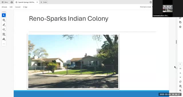 Reno‑Sparks Indian Colony presents land holdings, Hungry Valley access plan and draft comprehensive plan