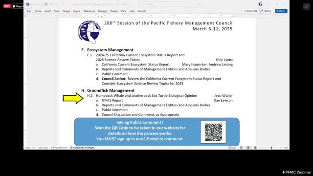 NOAA issues biological opinion on groundfish fishery: not likely to jeopardize humpback DPSs or leatherback turtles, NMFS presents monitoring and reporting term