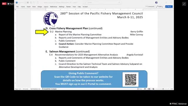 Pacific Council pauses work on cumulative‑impacts framework and will review California Energy Commission sea‑space report