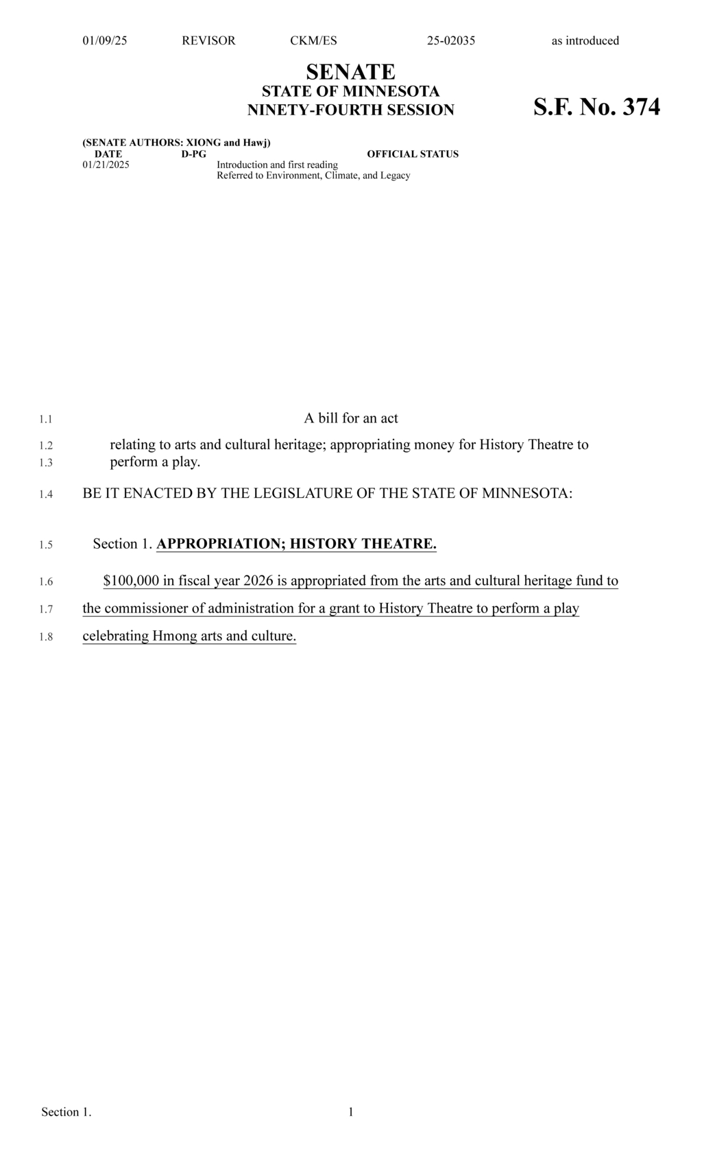 Minnesota Legislature allocates $100K for Hmong cultural play at History Theatre