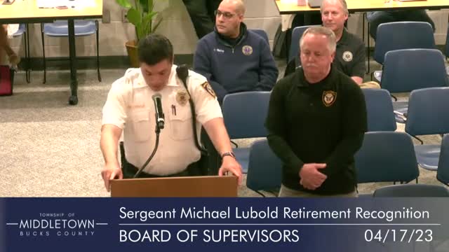Sergeant Lubold honored for 33 years of dedicated service in Middletown Township