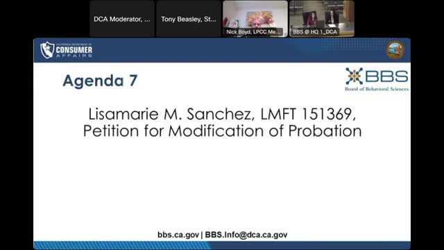 Lisa Sanchez testifies on rehabilitation during license probation hearing