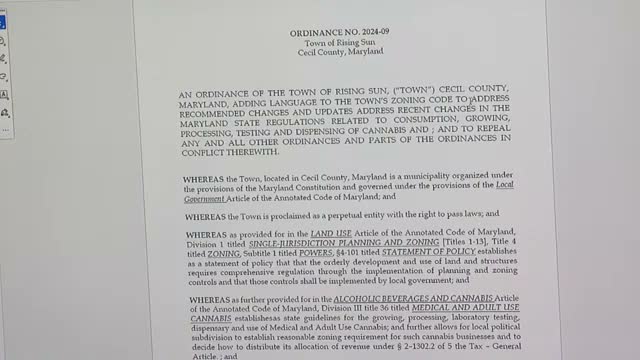 Rising Sun board forwards three zoning proposals — cannabis rules, wetlands language and intersection standards — to planning commission