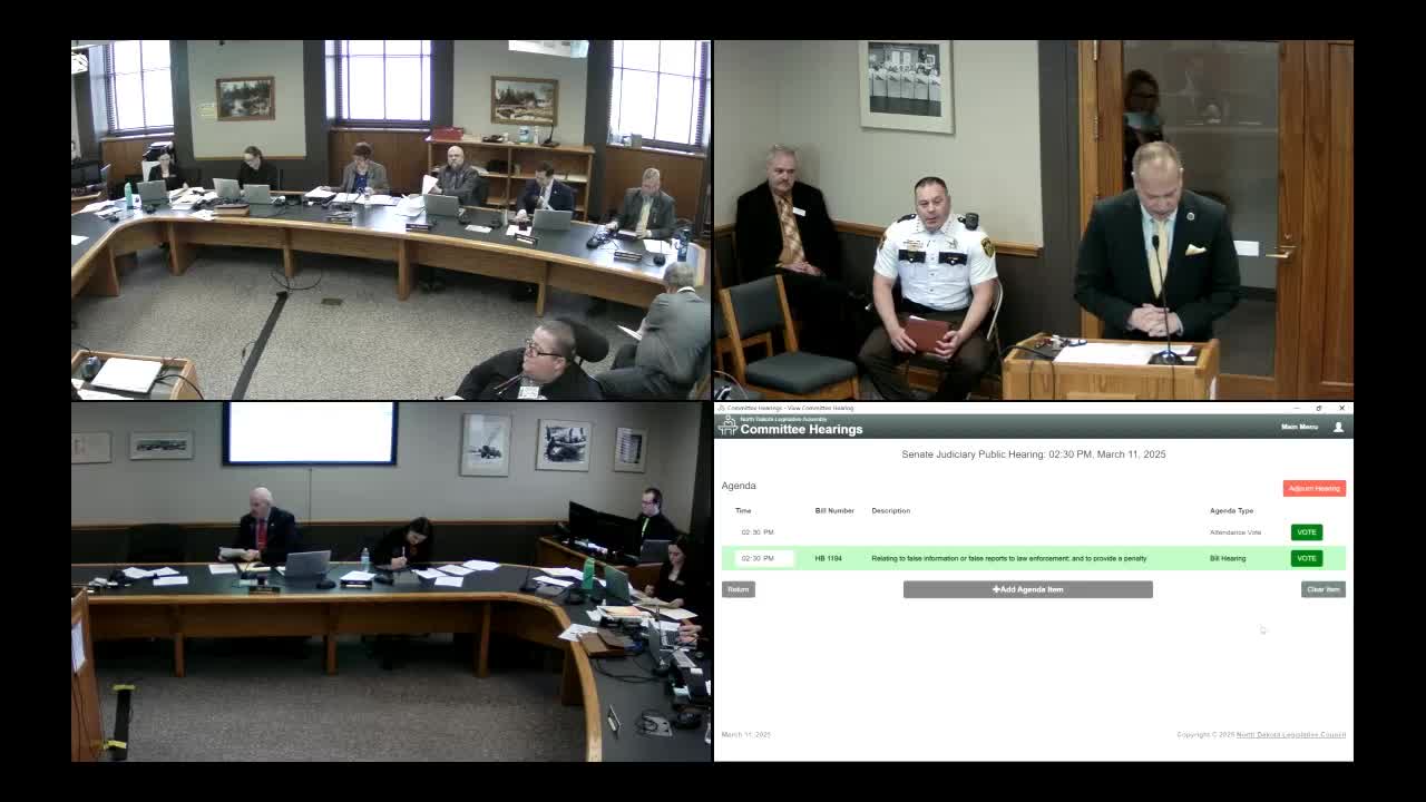 North Dakota bill targets false police reports and identity deception in crime cases