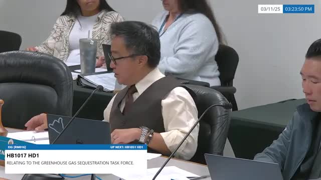 Committee passes HB 1017 to dissolve greenhouse-gas sequestration task force (bill passed unamended)