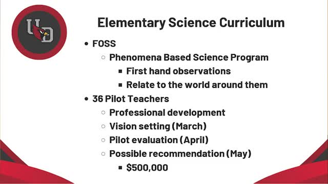 School district plans FOSS program for K-5 students with $500K budget