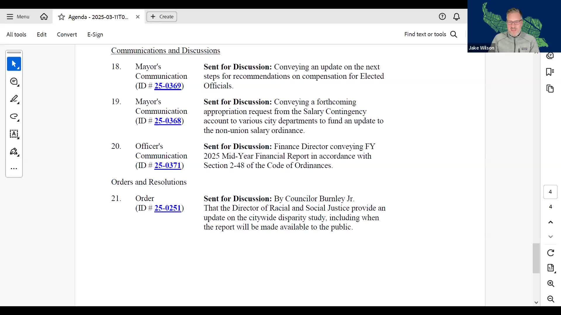 City staff present nonunion classification and compensation plan; committee keeps item in committee for follow-up