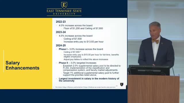 ETSU leaders outline salary increases, rainy-day reserves and capital priorities