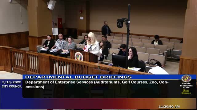 Enterprise Services presents flat $30.48M operating request; seeks $14.3M CIP for concert hall, golf irrigation and zoo improvements
