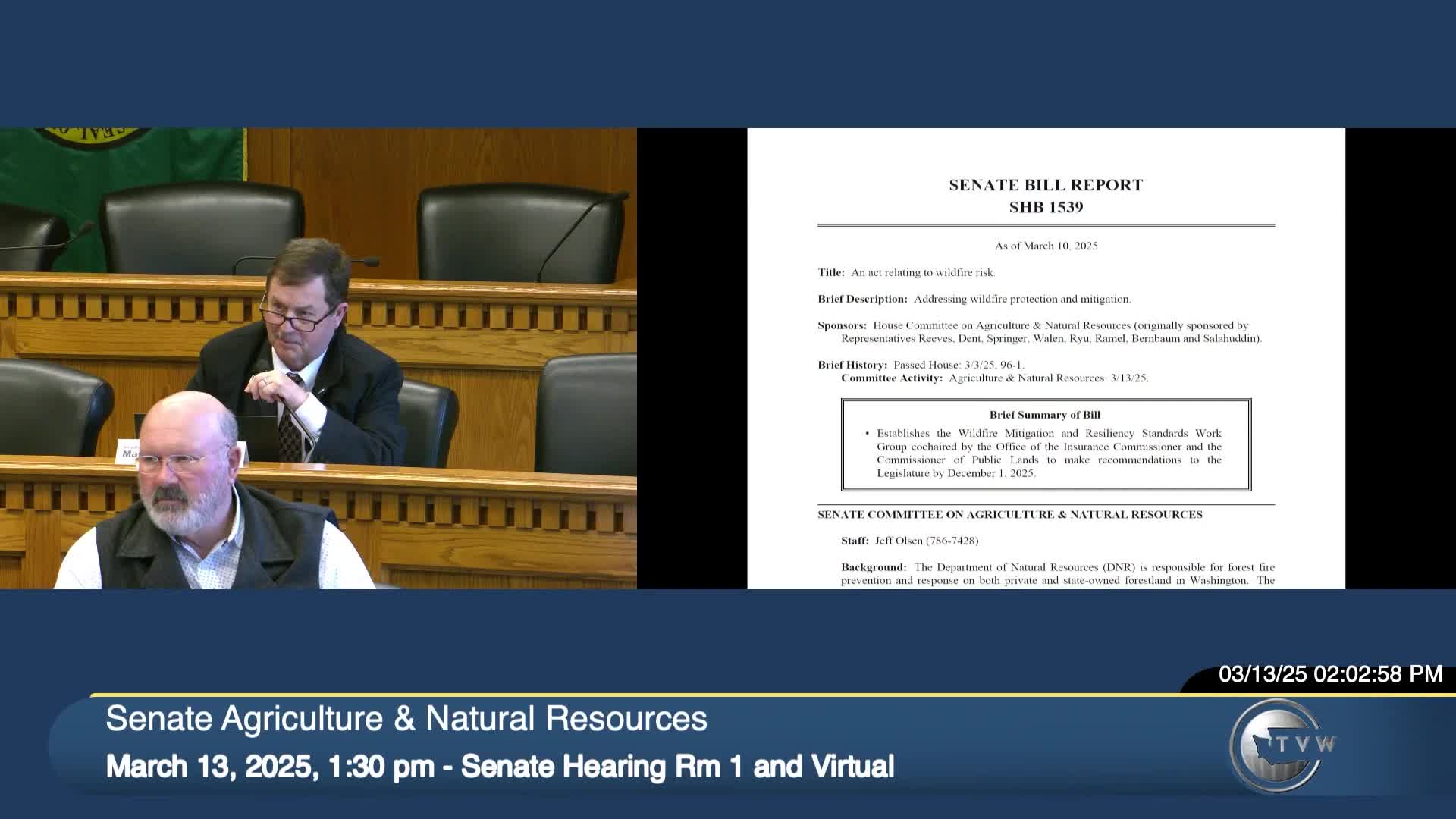 Kenton Bridal supports House Bill 1539 for wildfire insurance resilience in Washington