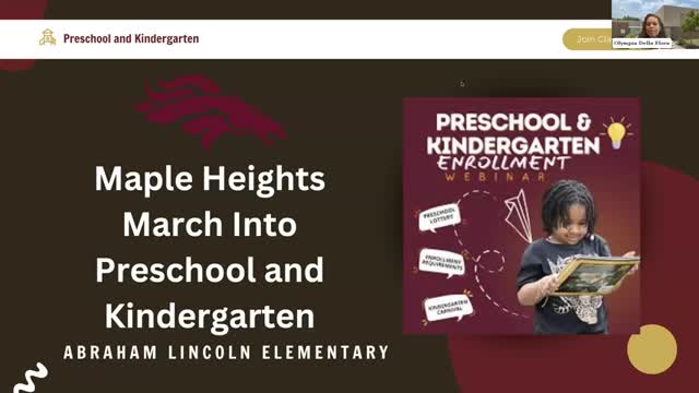 Maple Heights Schools host March into Preschool and Kindergarten webinar