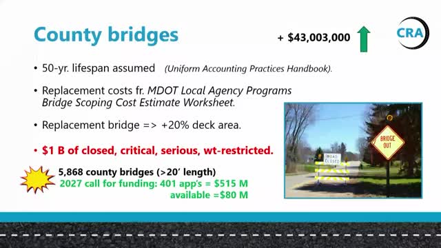 MDOT reports $265M need for county bridge repairs amid funding challenges