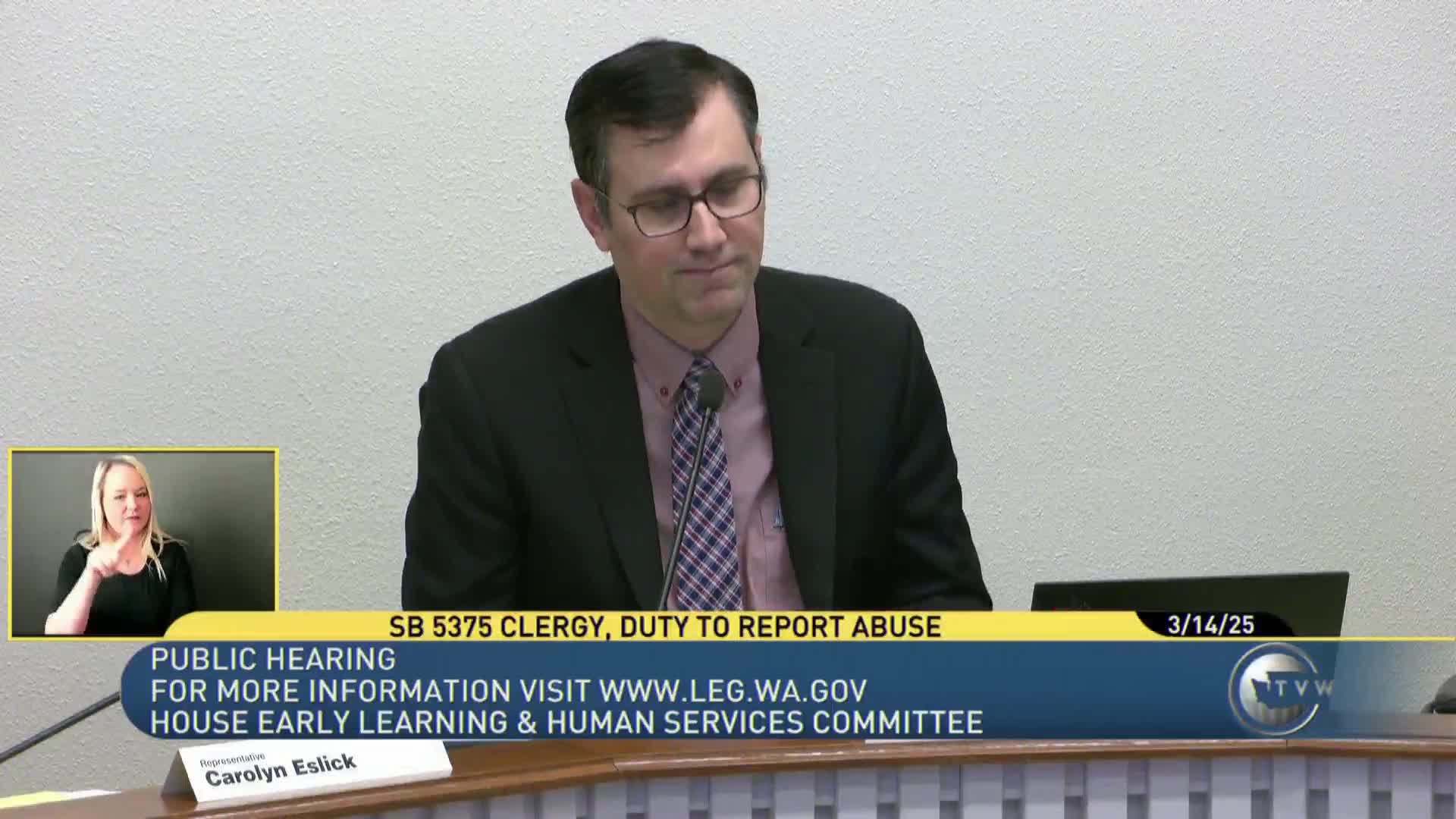 Committee takes testimony on bill to make clergy mandatory reporters; sharp split over confessional exemption