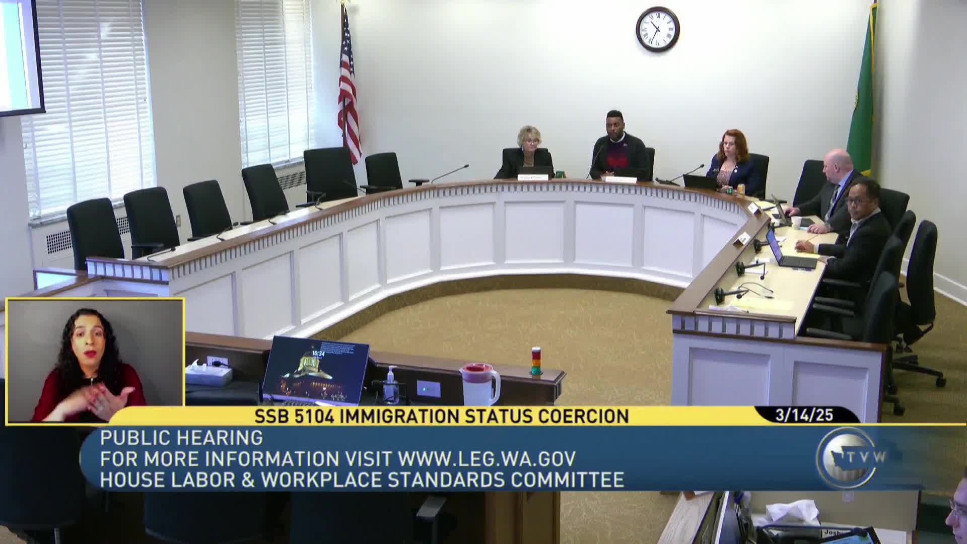 Senator Hasegawa advocates for Substitute Senate Bill 5104 against workplace coercion