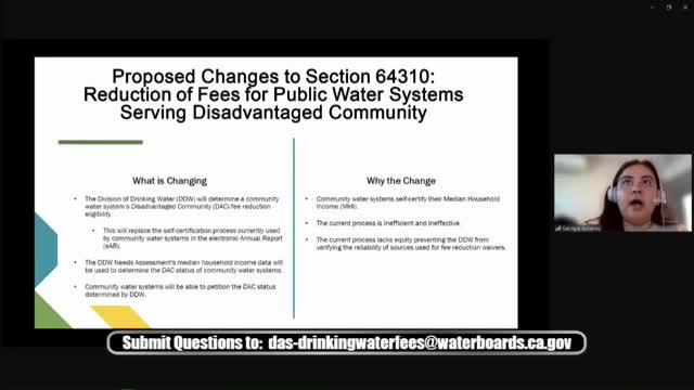 Division of Drinking Water proposes fee reduction for disadvantaged public water systems