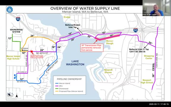 Mercer Island Council plans water supply line transfer from Seattle Public Utilities