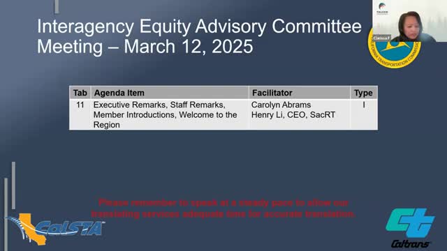 Clarissa Reyes Falcon welcomes new members of California Transportation Equity Advisory Committee