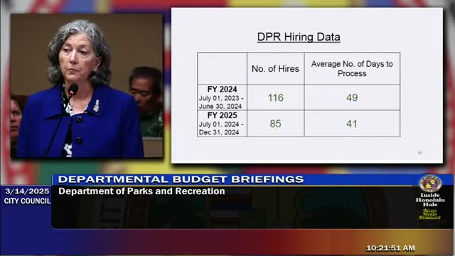 Parks director credits recruitment push for improved hiring; committee presses for clearer park-permit rules and adopt-a-park staffing