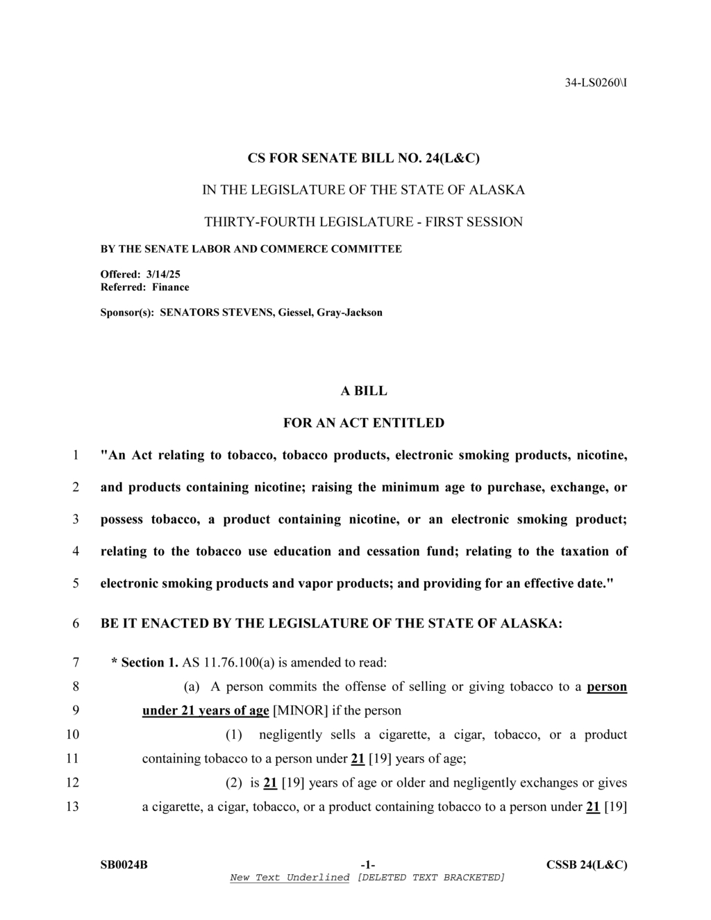 Alaska legislature amends tobacco possession laws for minors and young adults