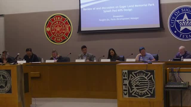 Parks Development Manager Fengling Du presents Sugar Land Memorial Park splash pad update