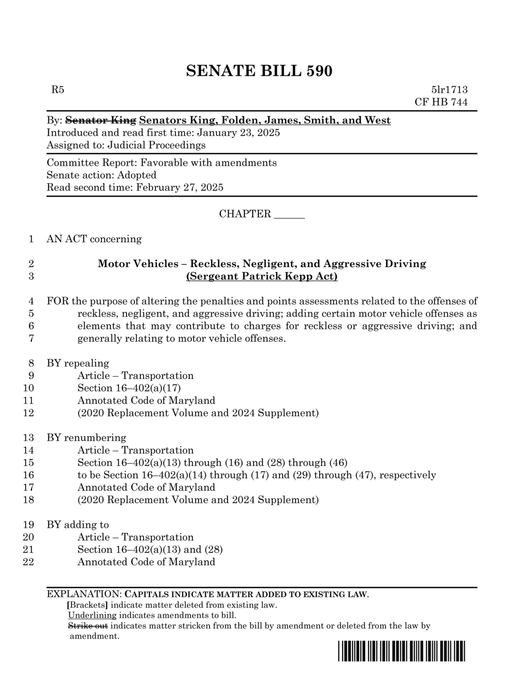 Senate passes Sergeant Patrick Kepp Act to enhance penalties for reckless driving