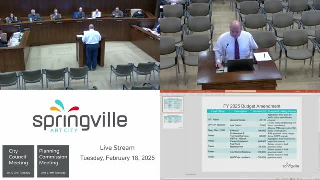 Springville council approves multi-department budget amendments and reallocations for FY ending June 30, 2025