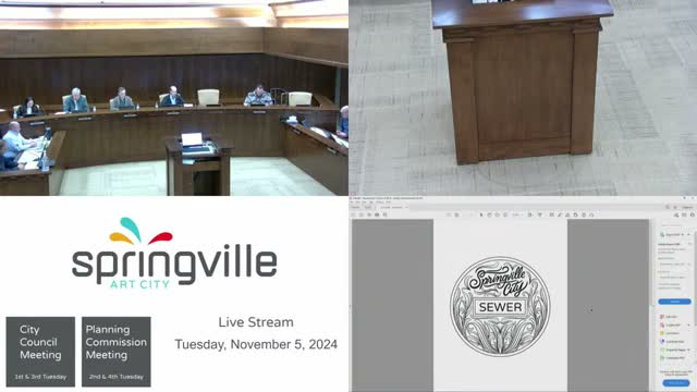 Springville selects two final manhole‑cover designs; high‑school artist credited for storm‑drain lid