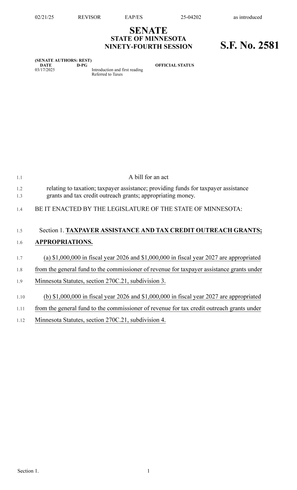 Minnesota Legislature approves $2M for taxpayer assistance and outreach grants