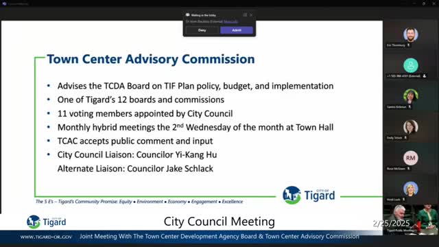 Tigard Town Center Advisory Commission updates strategic plan for affordable housing and business grants