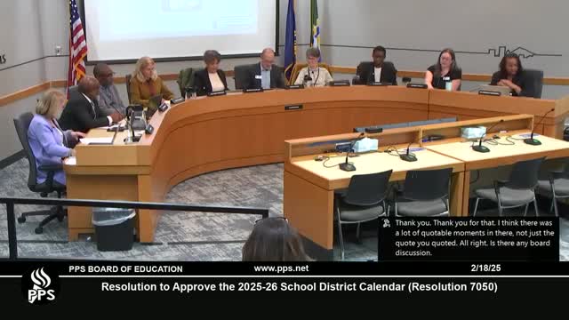 Portland School Board approves 2025-26 calendar with unanimous vote