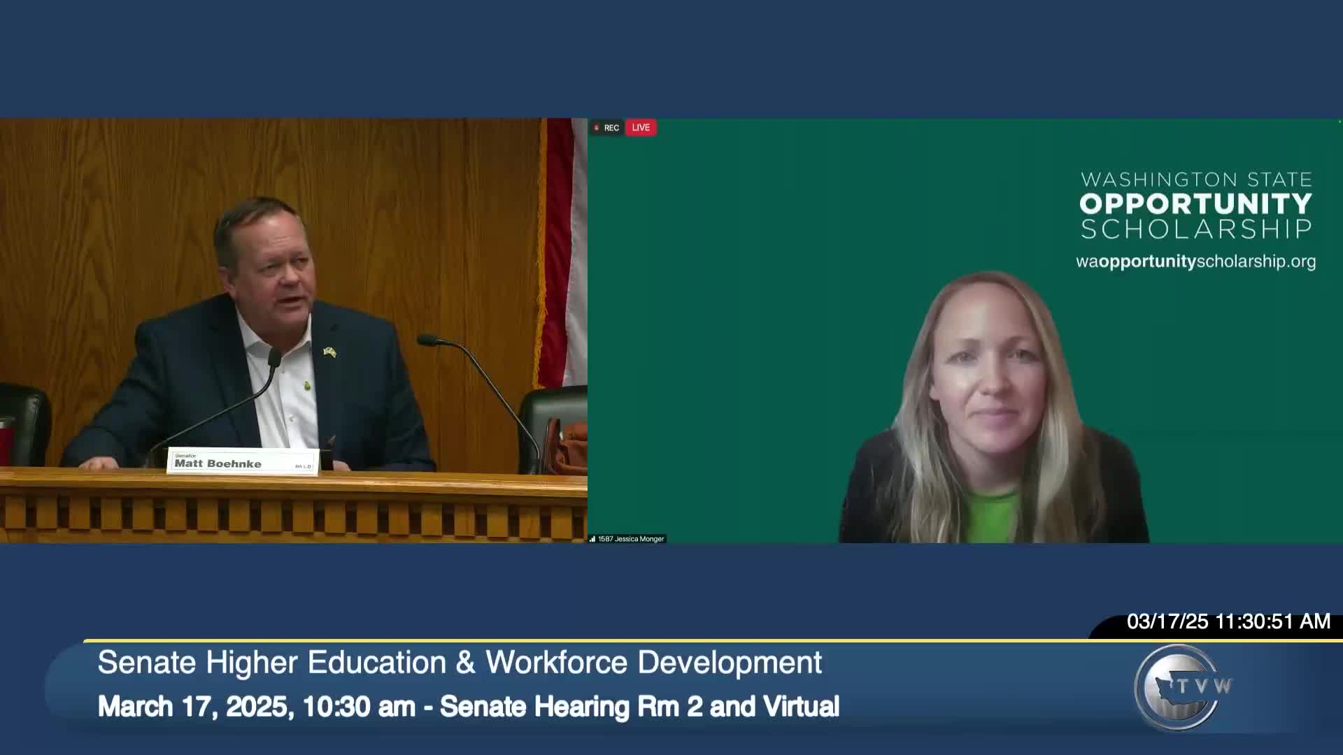 John Axtel critiques legislation impacting minority college access during committee meeting