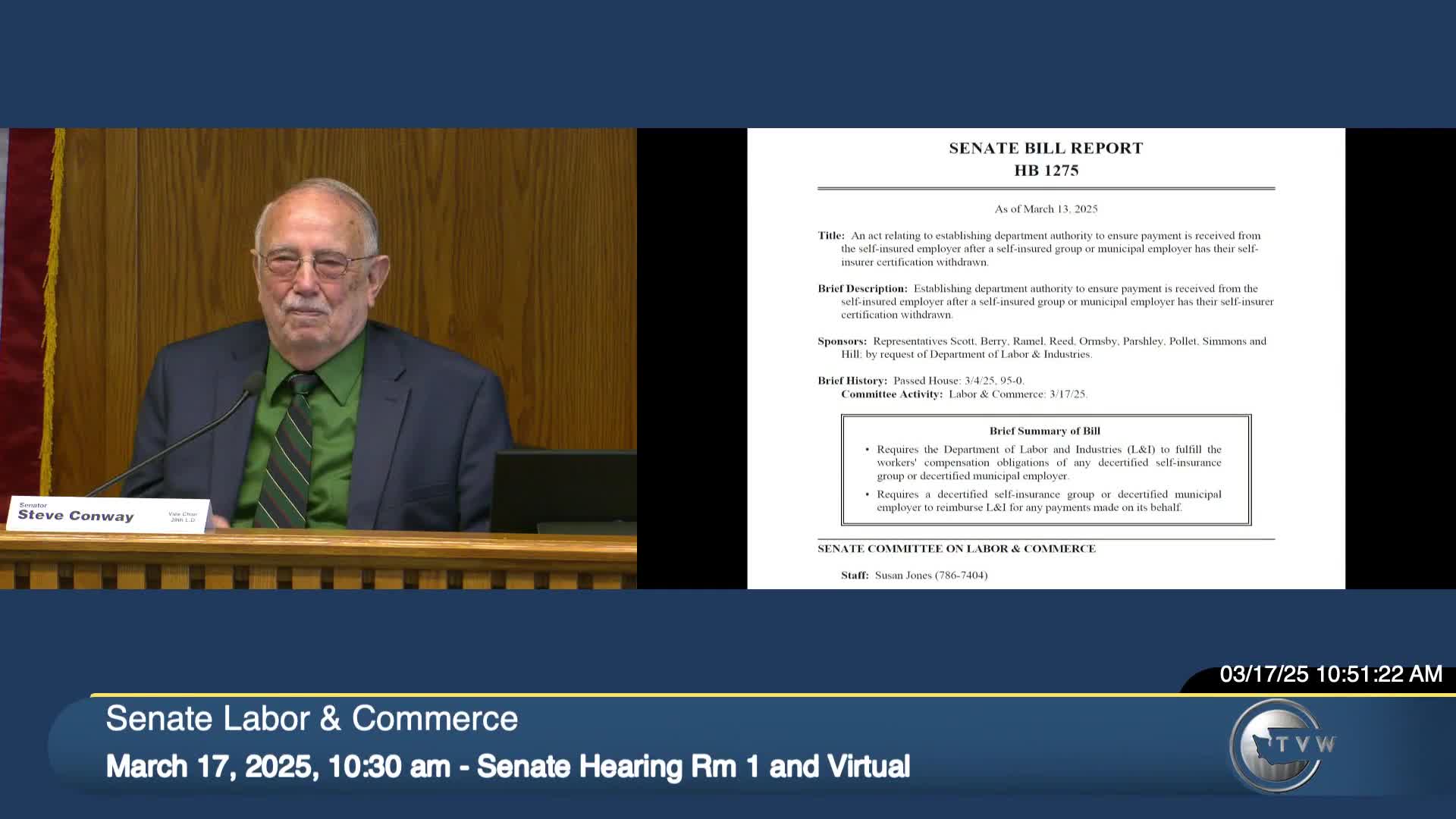 Senate committee reviews contentious Workers' Compensation legislation and opposing views