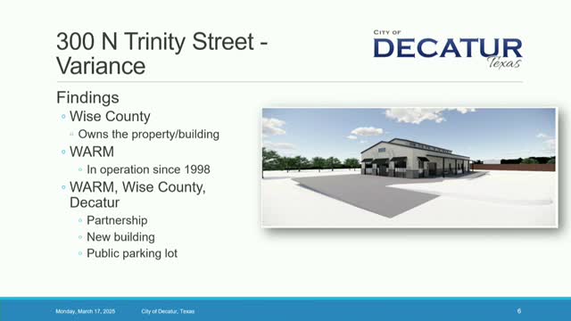 Decatur partners with Warm for new building and parking variance approval