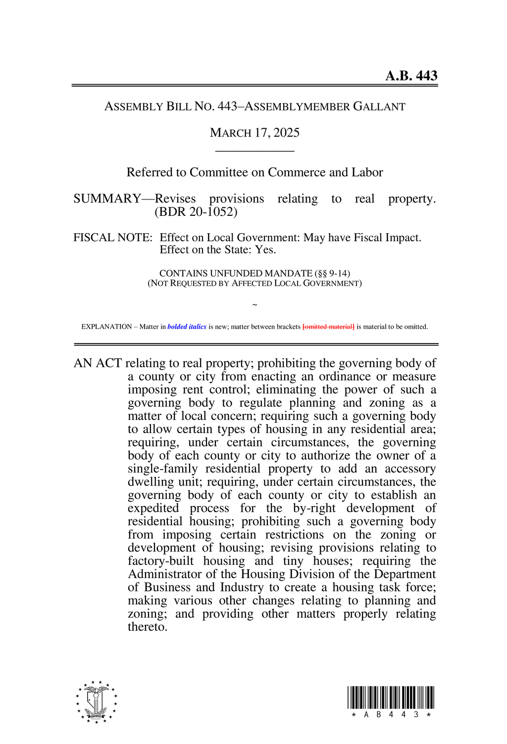 Nevada law mandates tiny house inclusion in single-family zoning definitions