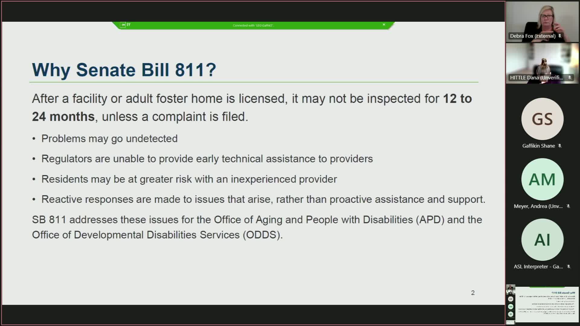 Oregon Senate Bill 811 mandates faster inspections for adult foster homes and memory care facilities