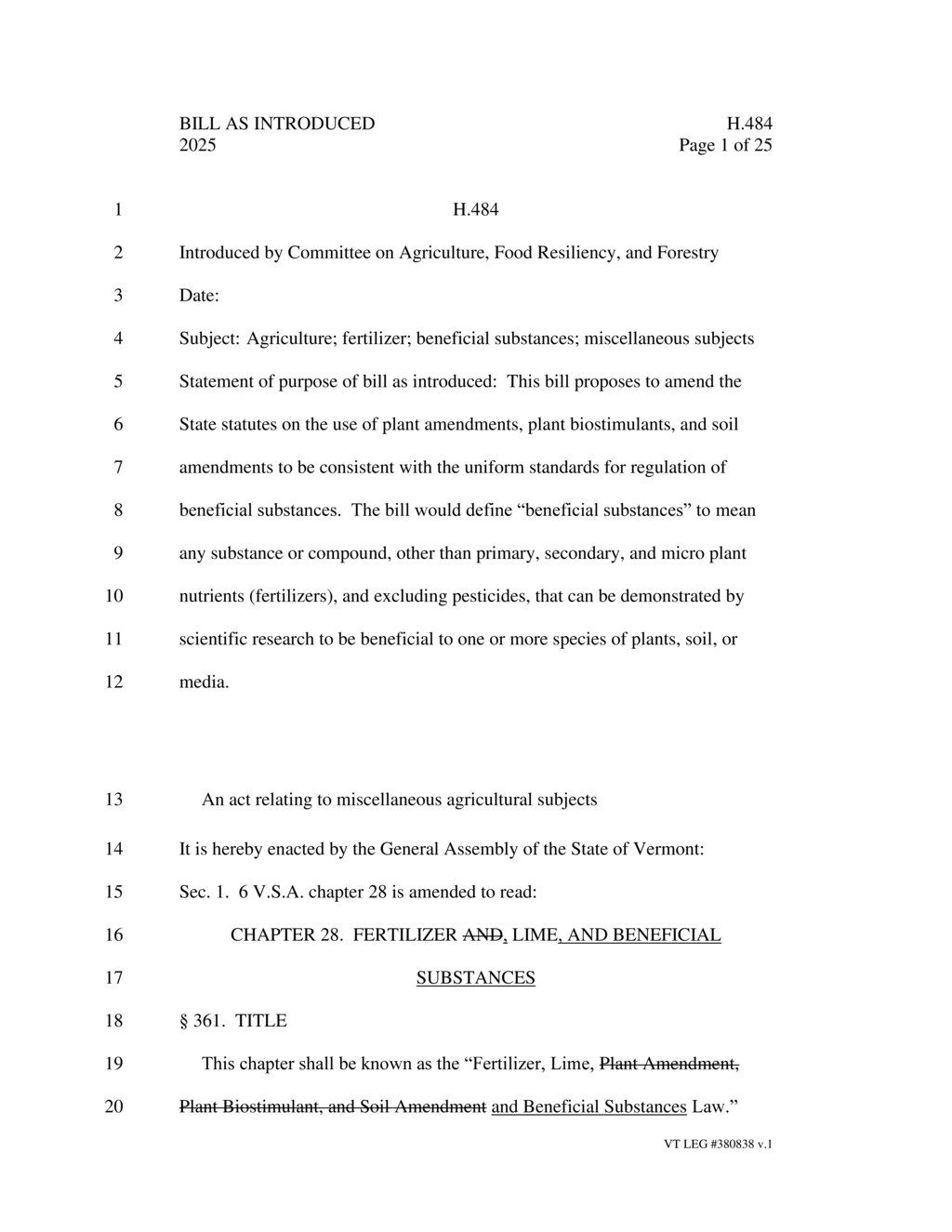 Vermont committee introduces bill to regulate beneficial substances in agriculture