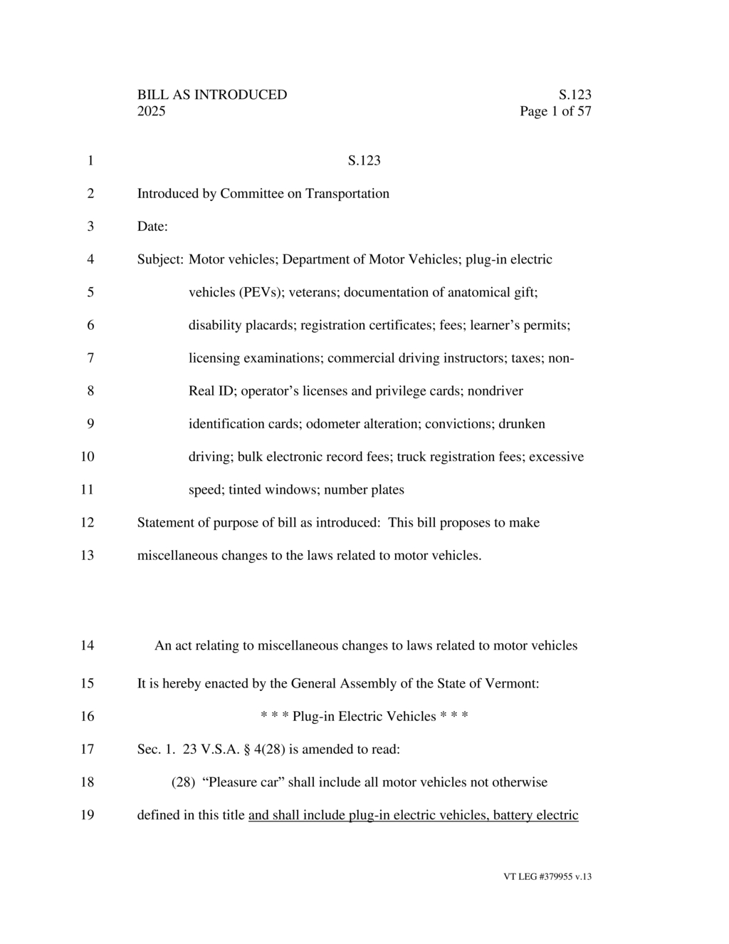 Vermont Senate introduces new weight-based vehicle registration fee schedule
