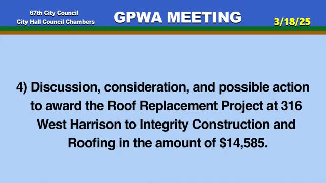 City Council awards roof replacement bid to Integrity Construction for West Harrison building