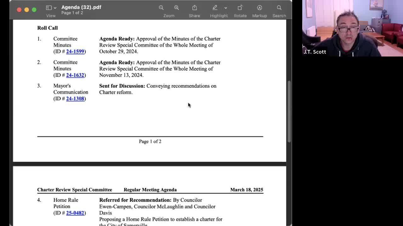 Charter review committee recommends Home Rule Petition to establish Somerville charter after debate on mayoral term, board appointments and civil service