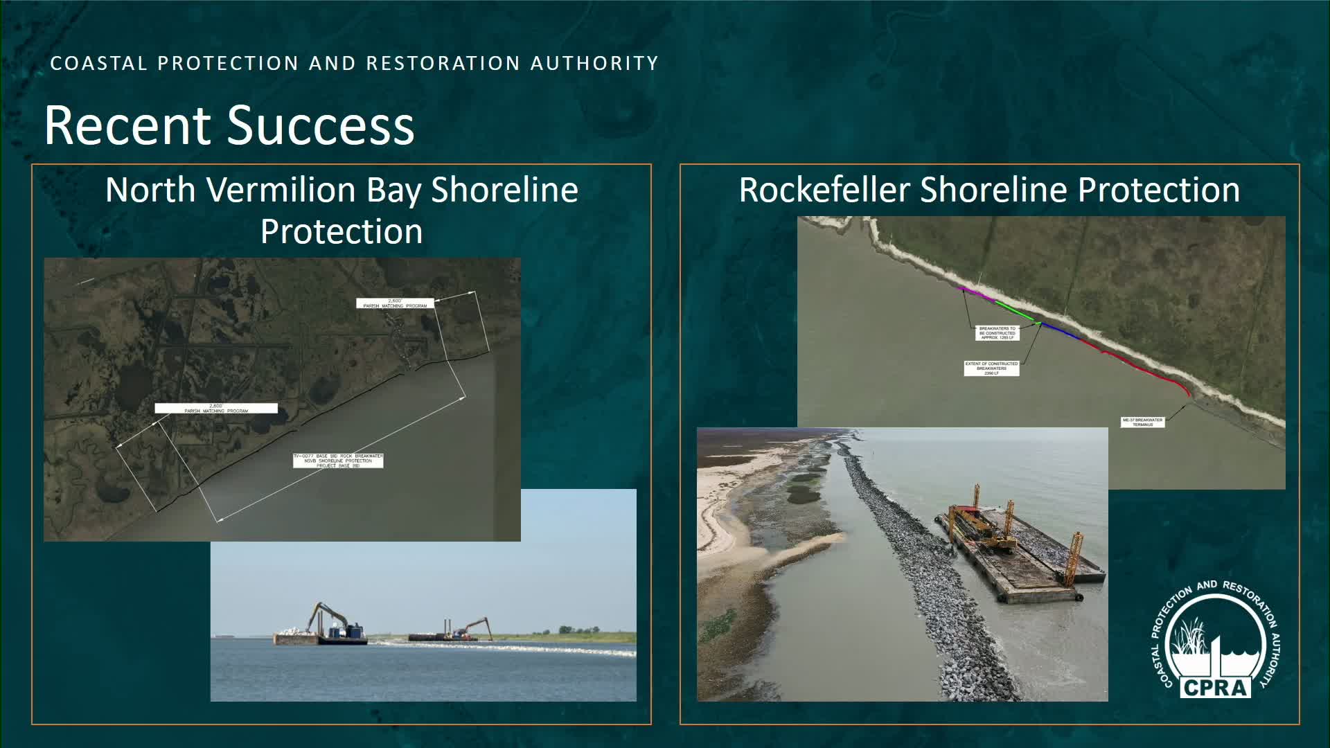 CPRA announces funding for six shoreline protection projects across five Louisiana parishes