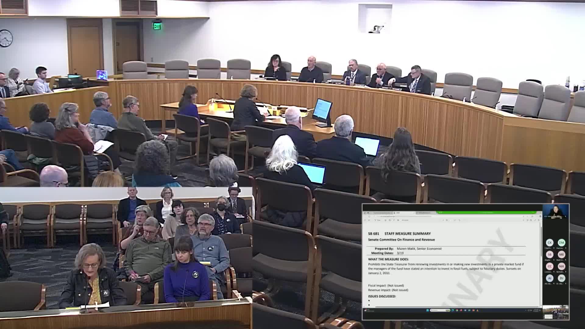 Oregon committee reviews Senate Bill 681 to halt fossil fuel investments in PERS