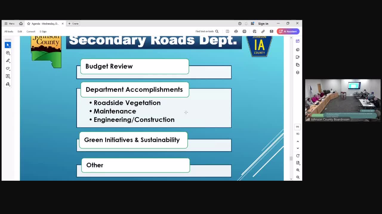 Johnson County reviews $22M budget and highlights road maintenance achievements