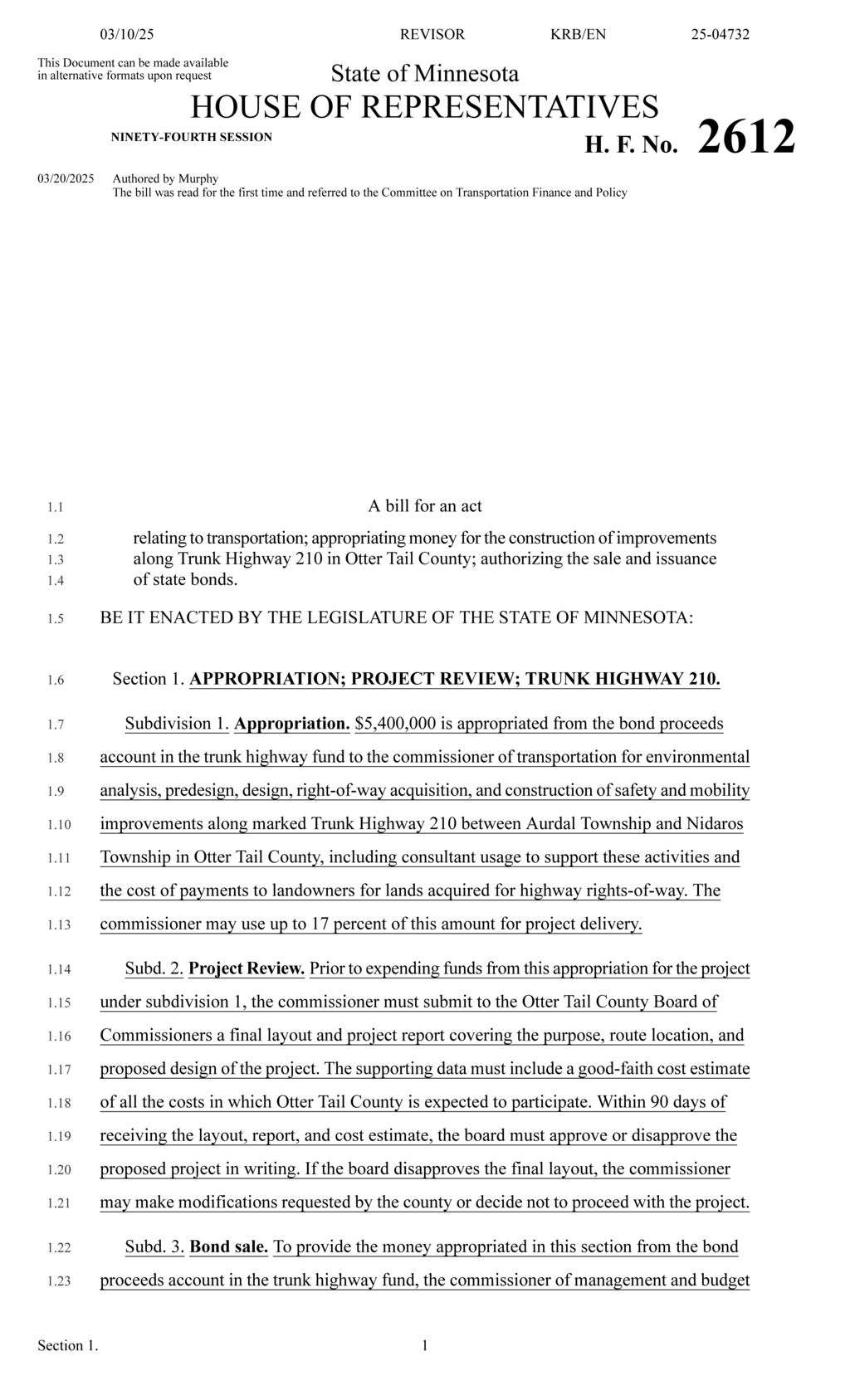 Minnesota issues $5.4M state bonds for transportation funding